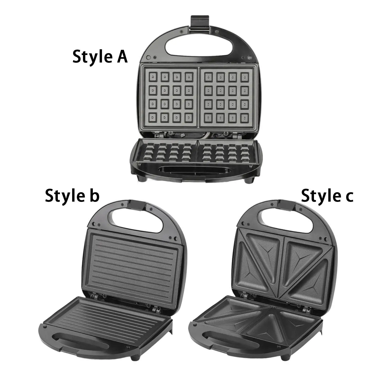 Electric Sandwich Maker Nonstick Plates with Handle Compact Fast Heating Waffle Iron for Omelette Household Lunch Muffins Waffle