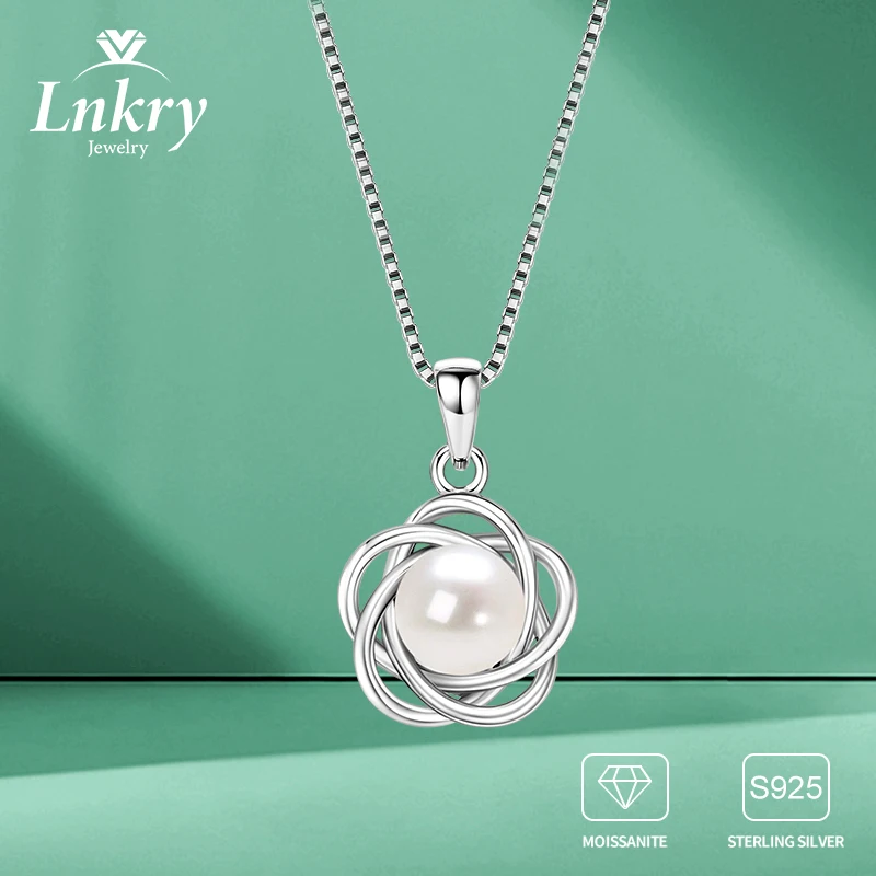 

Lnkry стерлингового серебра 925 пробы полый цветок кулон ожерелья 6,5-7 мм натуральный пресноводный жемчуг ожерелье для ювелирных изделий на День святого Валентина