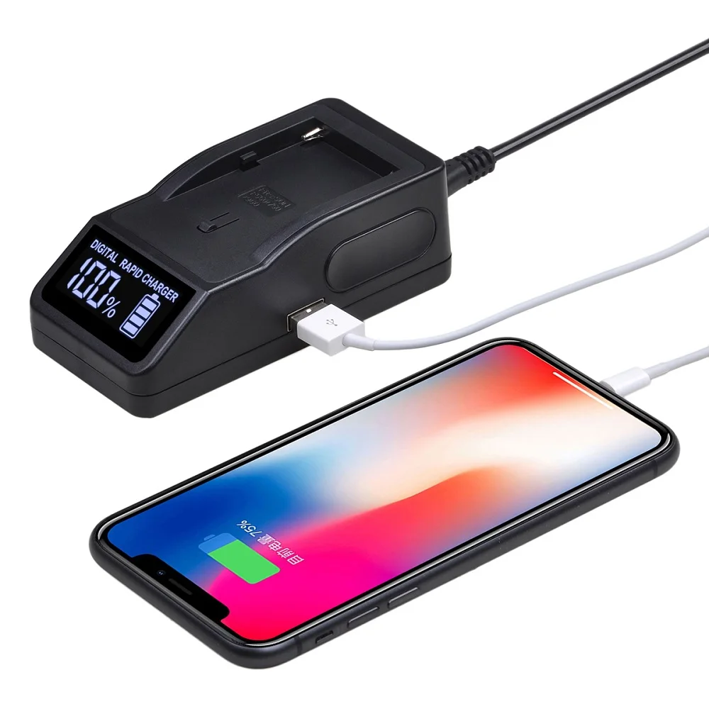 Замена для зарядного устройства Panasonic VW-VBD1 VBD2 с автомобильным разъемом, совместим с Panasonic AG-BP15P/202, CGR-B/202A1B, B202A