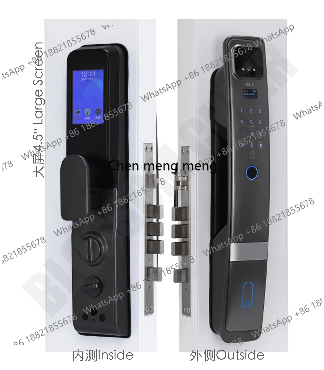 Electronic Fingerprint Door Hotel Digital Locked Luxury Home Finger Print Outdoor Large Screen Smart 3d Face Recognition Lock