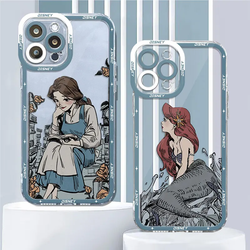 Clear Phone Case for iPhone 15 11 14 Pro Max 13 12 MINI XR X XS 8 7 6 6S Plus Funda Ariel Snow White Disney Princess