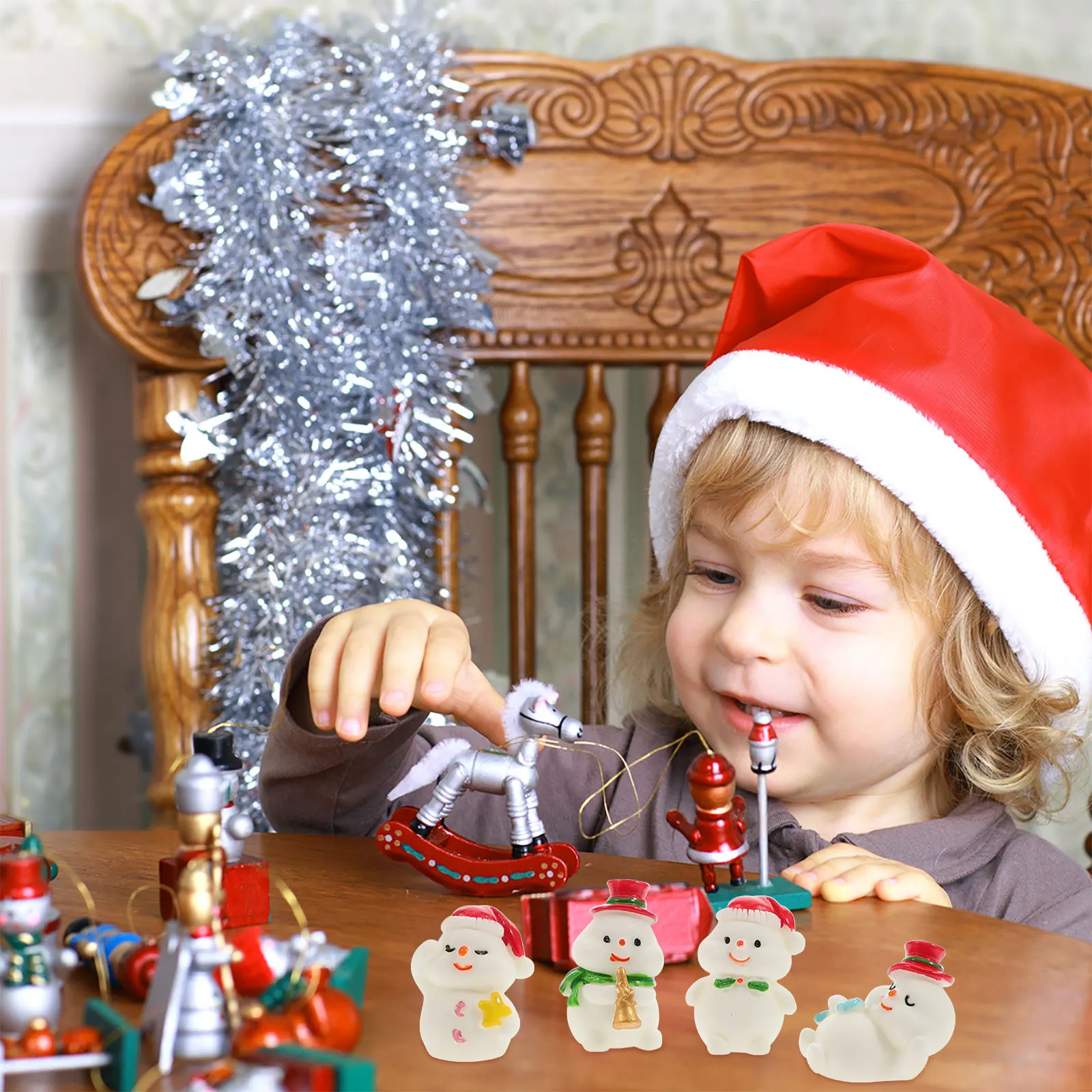 

4Pcs Miniature Snowman Figurines Resin Christmas Decor Multi-Function Indoor Outdoor Micro-Landscape Tabletop Miniature Snowman