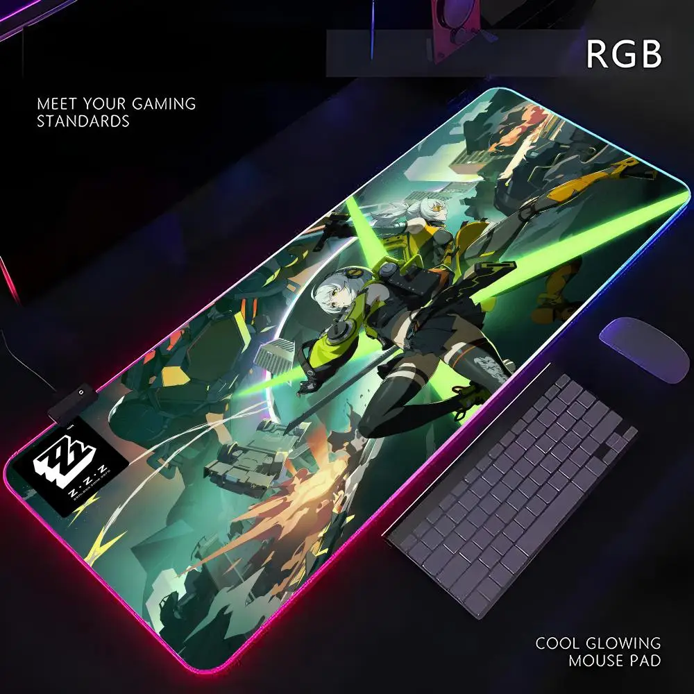 Zenless Zone Zero Mouse Pad RGB Gamer LED Light Mouse Mat Peripherals Mousepad Computer Desk Mat XL Mice Keyboard Carpet