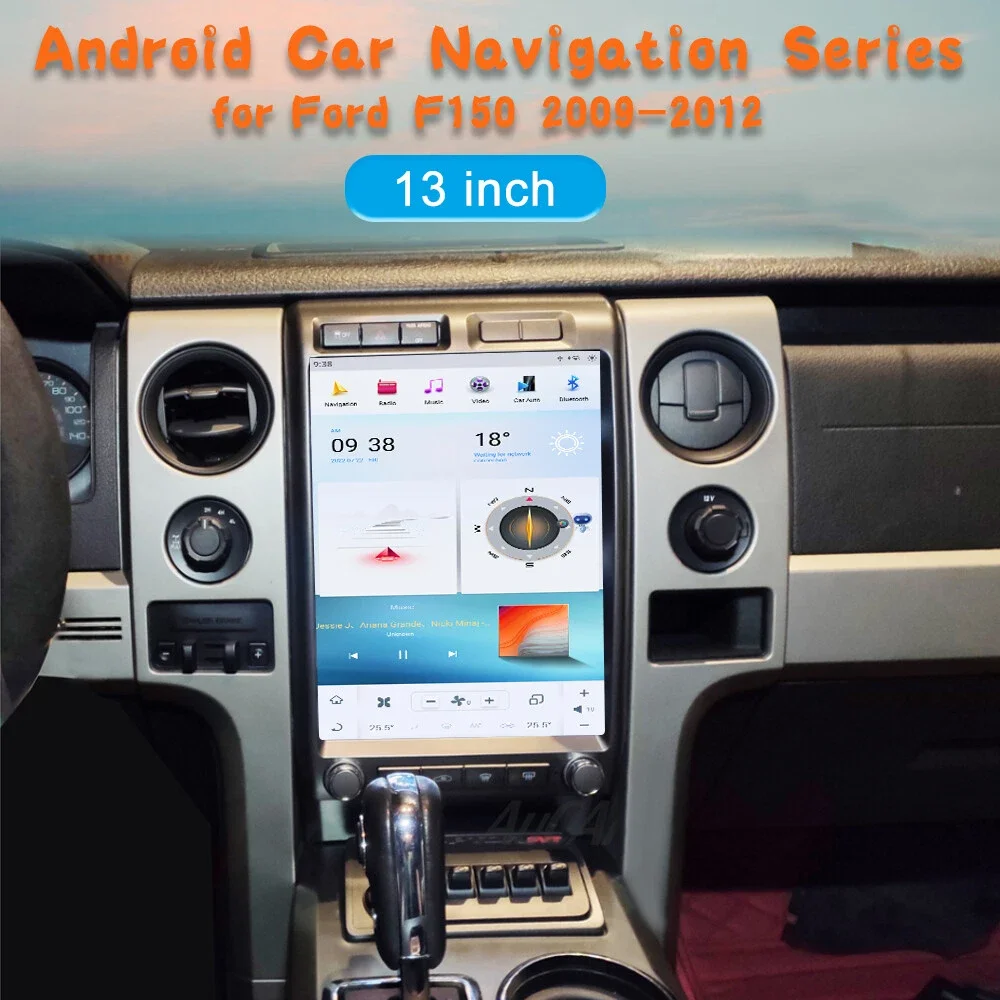 13 Inch Android 14 For Ford Raptor F150 2009-2012 Vertical Stereo Wireless CarPlay Android Auto GPS DSP WiFi 4G Touch Head Unit