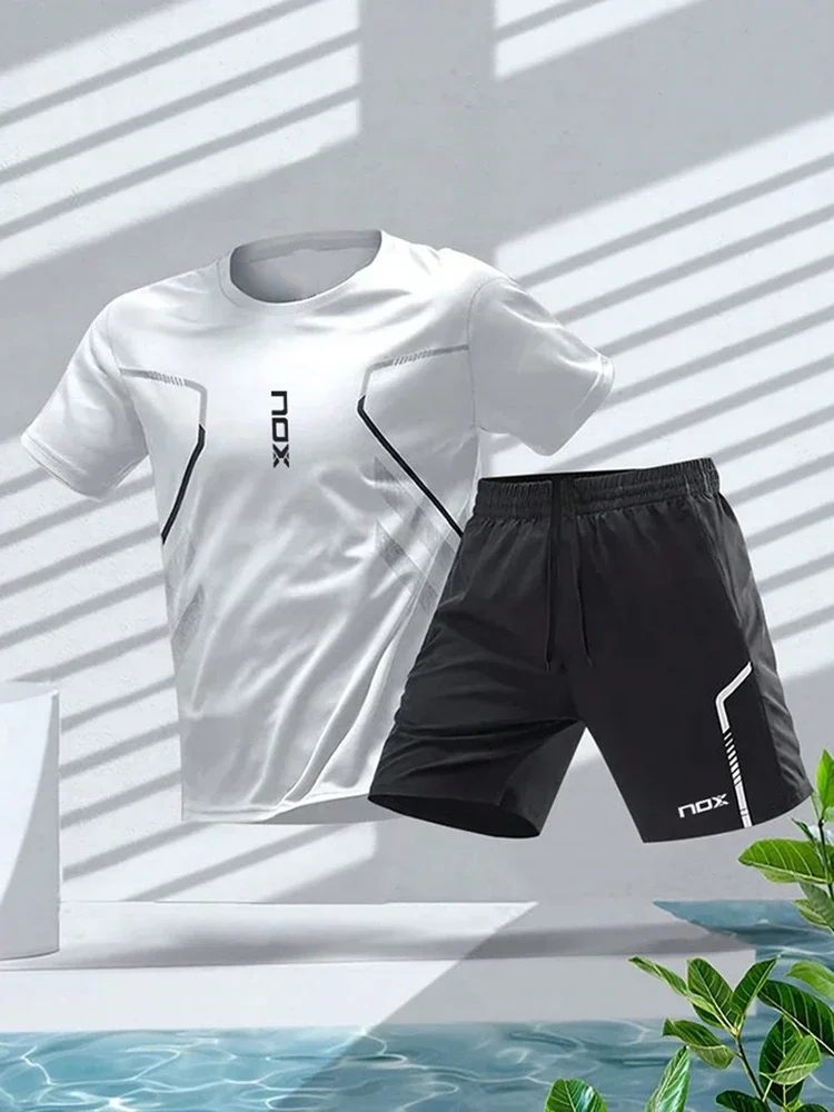 2024Nox Men\'s Tennis Sports T-shirt And Loose Shorts Set Comfortable Football Sports Shorts Summer Men\'s Badminton Training Wear