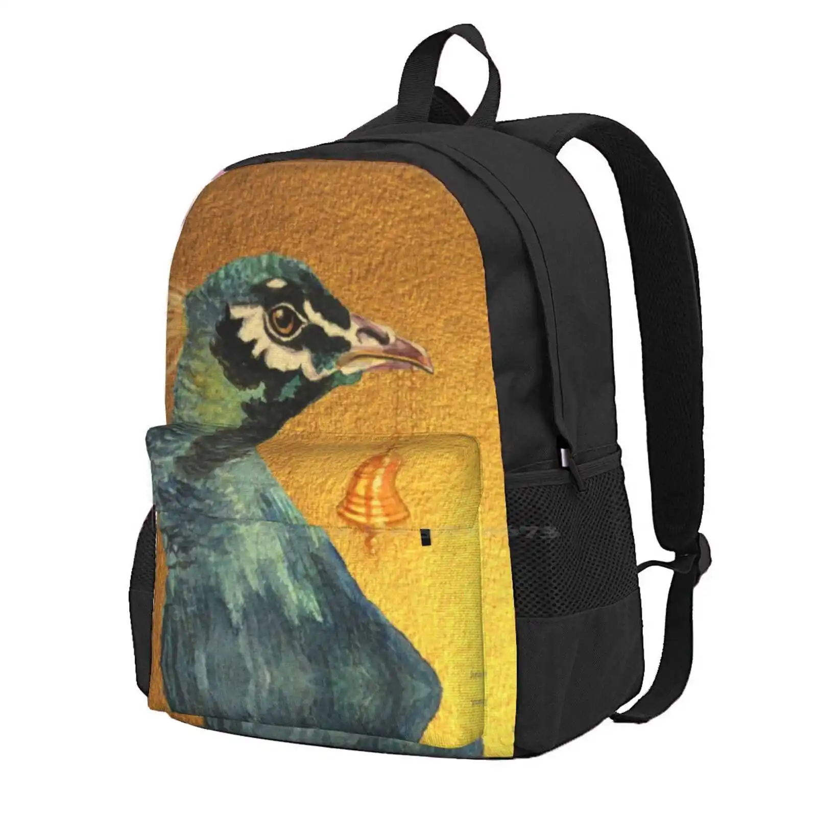 Para Oshun Backpack For Student School Laptop Travel Bag Oshun Ochun Yoruba Santeria Goddess Peacock Bell Religion Gold