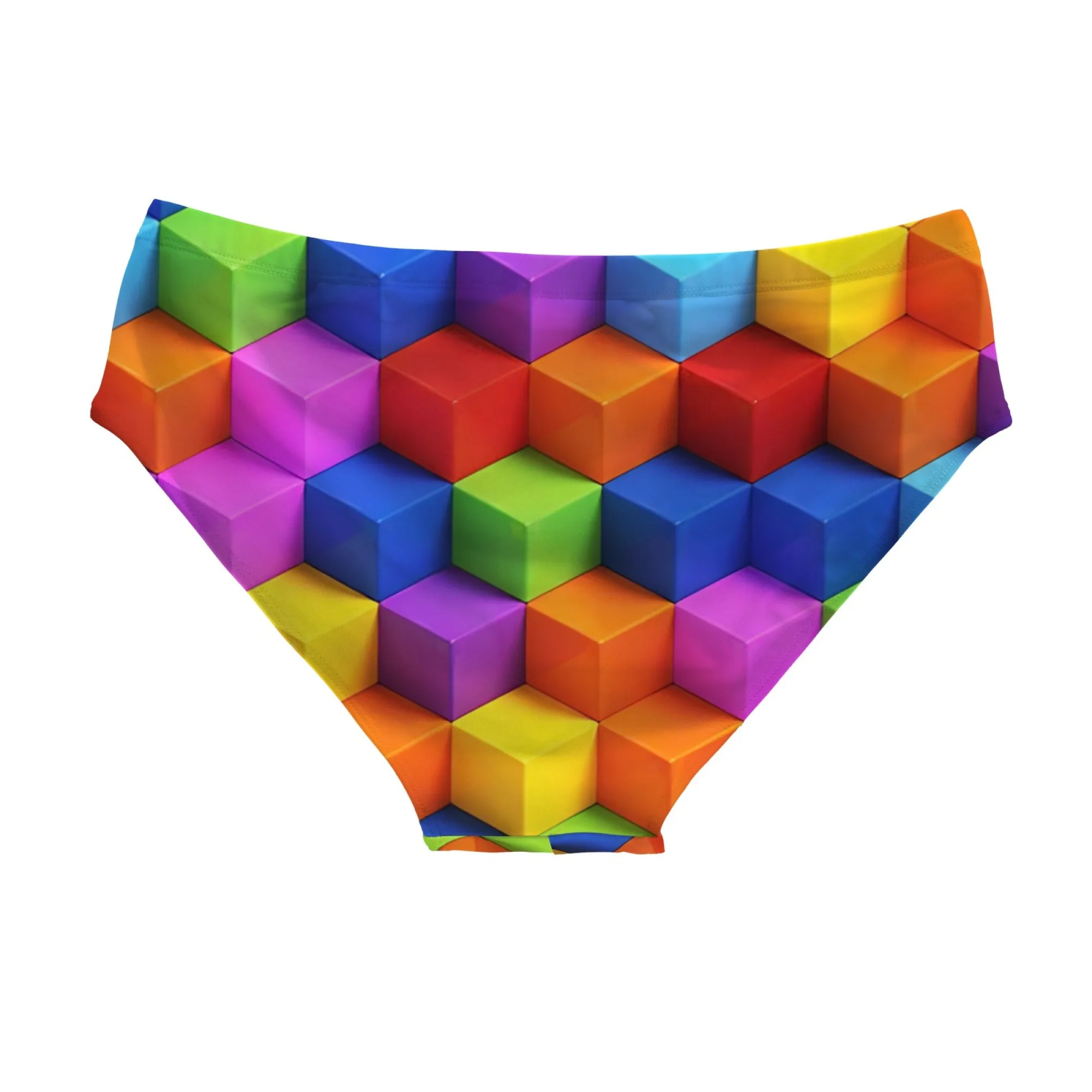 Rainbow Square Swim Trunks Slim Fit Durable Drawstring Mens Triangle Swim Trunks Water Park Island Sunbathing Mens Vacation Gift