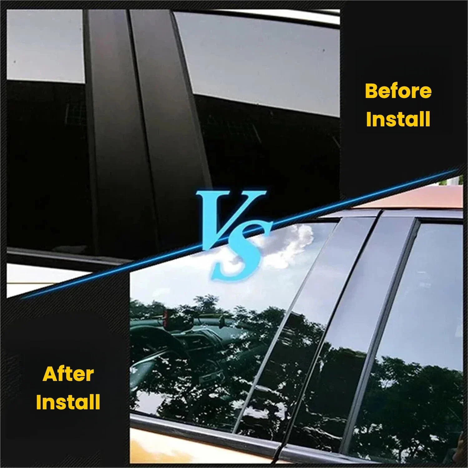 Complete 6PCS B C Pillar Sticker Window Trim Covers Center Film For Dodge Ram 1500 3500 1994-2025 Car Accessories 6
