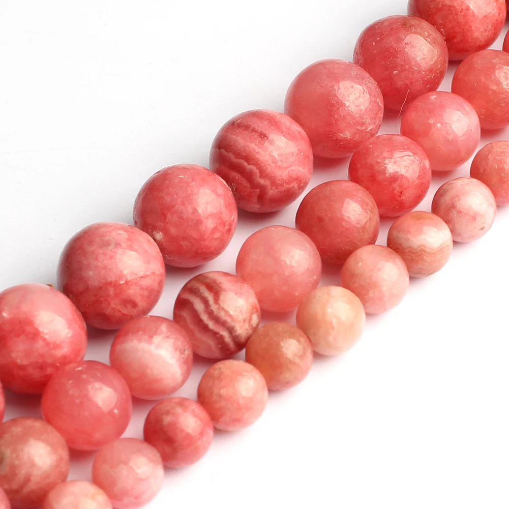 Natural Round Red Rhodochrosite Stone Loose Beads for Jewelry Making Pick Size 6/8/10mm Handmade DIY Bracelet Necklace 15 Inches