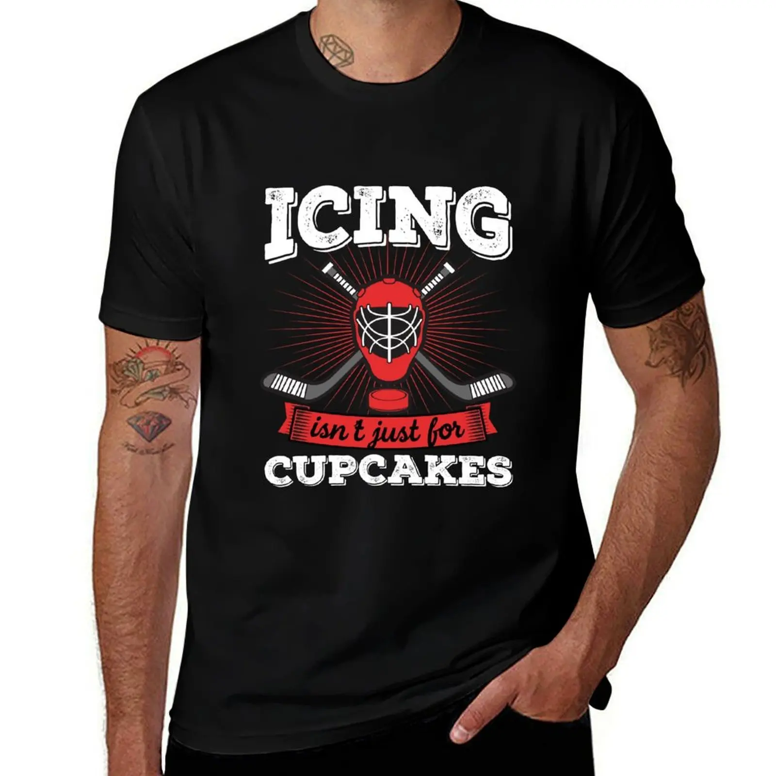 Funny Icing Isnt Just For Cupcakes Hockey Meme Gift T-Shirt Simple Casual Short Sleeve Tee T-Shirt