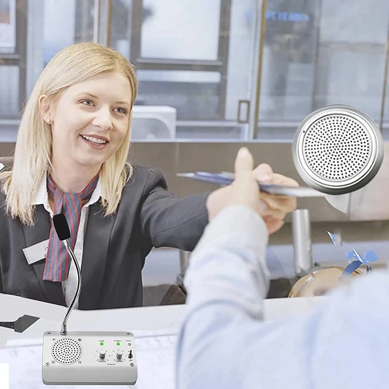 Sistema de altavoz de ventana, intercomunicador de micrófono de ventana de doble vía, sistema de intercomunicación para negocios, oficina, escuela, enchufe europeo