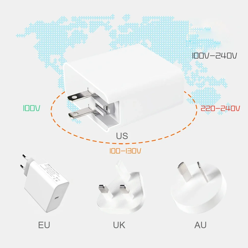 100W/65W/45W PD/QC3.0 USB C Fast Power Adapter 100W Type-C Cable For MacBook/iPad iPhone 15 SAMSUNG S24 Ultra S23 Plus S22