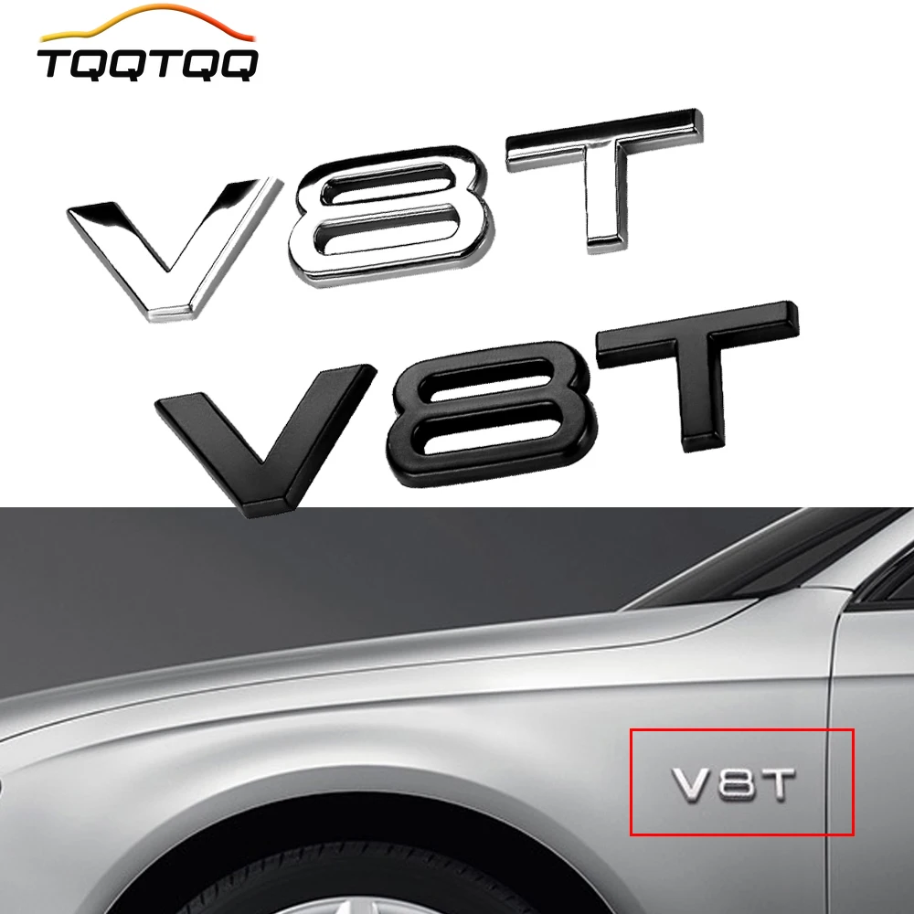 TQQTQQ Car Decal Emblem Badge V6T V8T - 3D Premium Zinc Alloy Decal Sticker Decoration Cars Trucks Motorcycle Vehicle Universal