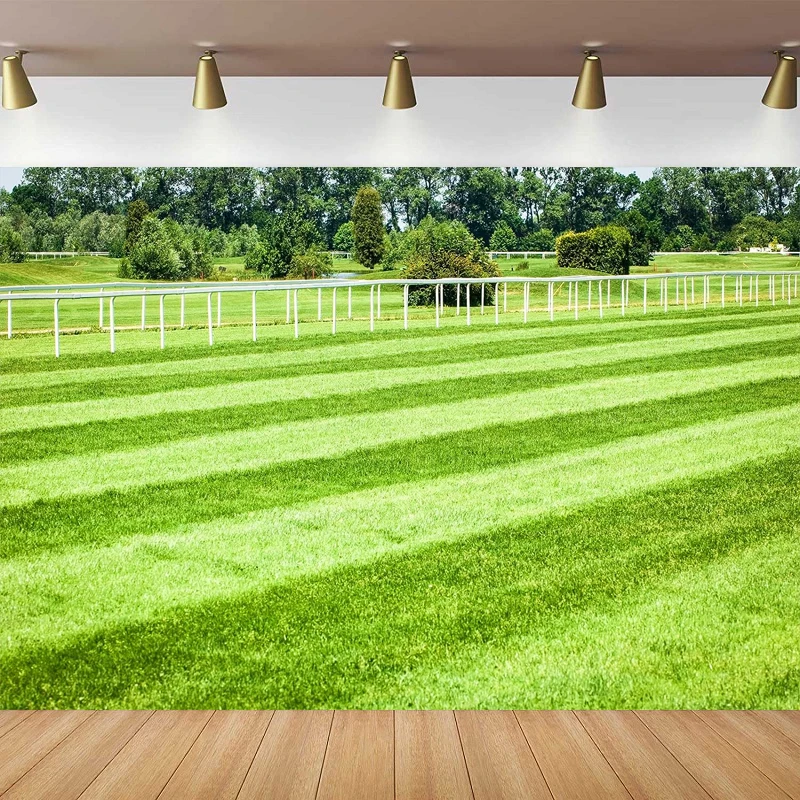 Horse Racing Track Photography Backdrop White Picket Fence Horse Farm Grassland Background Derby Birthday Party Decor Photoshoot