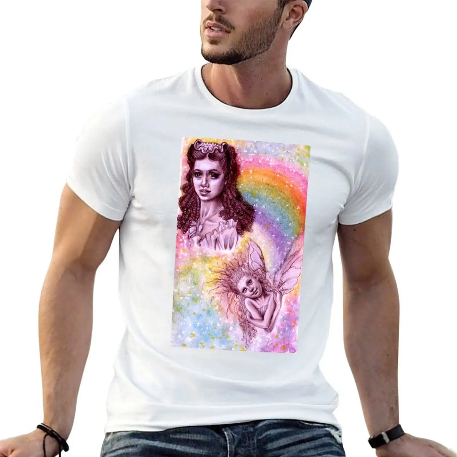 Legend (1985) Lili and Oona portrait studies watercolor T-Shirt blue archive summer top men clothings