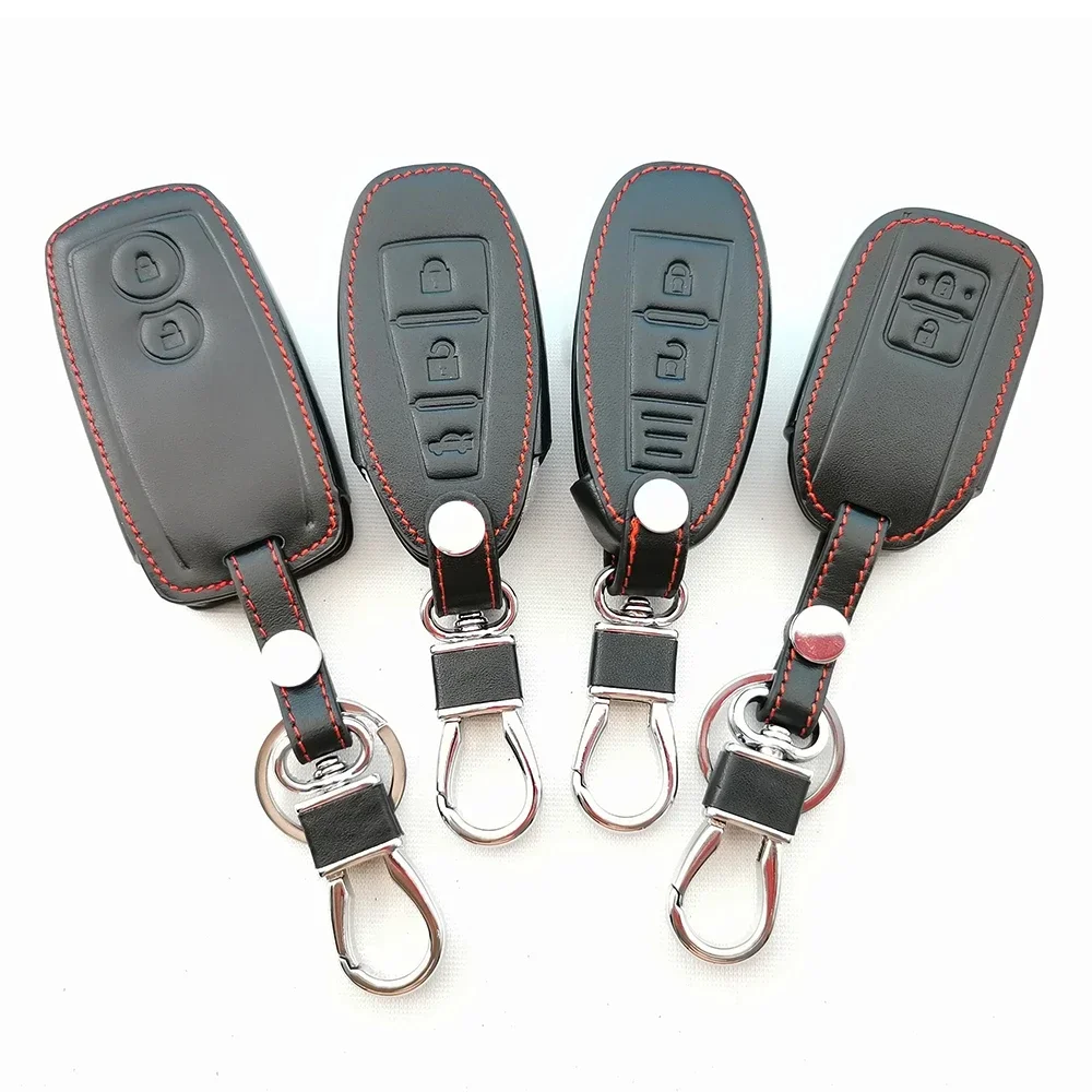 For Suzuki Baleno Ertiga Ciaz Ignis Kizashi Swift SX4 S-cross Vitars Leather Car Smart Key Cover Case Bag Protector Keychain