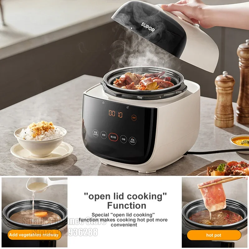 SUPOR Electric Pressure Cooker 70Kpa Pressure Rice Cooker Stew Meat Soup Porridge Two Liners 220V Safety Protection 2.3L