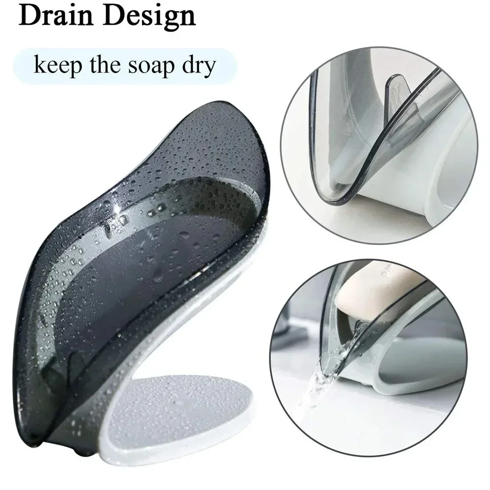 Creative leaf shape soap box drain bathroom soap rack laundry soap box independent suction cup bathroom accessories