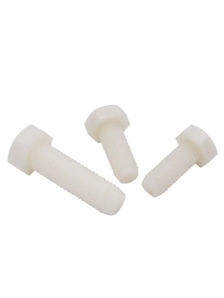 10/20/30/50/100/20 buah M3 M4 M5 M6 M8 M10 M12 nilon putih hitam nilon eksternal heksagonal sekrup penuh baut terisolasi plastik