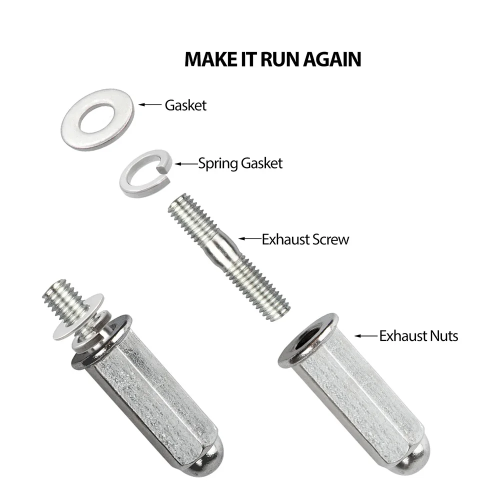 Exhaust Bolt and Gasket For GY6 50 cc 70cc 90 cc 110cc 125 cc 150cc Scooters ATVs Go Karts Moped Quad 4 Wheeler Dune Buggy