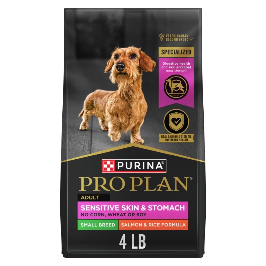 Alimento para Perros Adultos de Raza Pequeña con Salmón y Arroz para Piel y Estómago Sensibles, 4 lb.