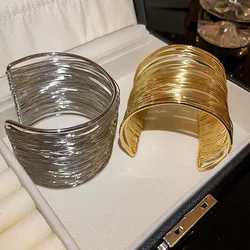 Open bracelet for women Men Metal Wire Intersecting Bracelet fashion girl Trendy armband Arm ring Exaggerated Jewelry gifts