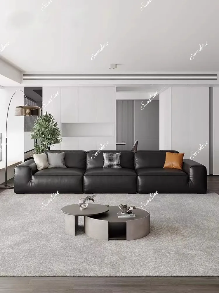 Living room small apartment Italian minimalist modern household light luxury, straight sofa