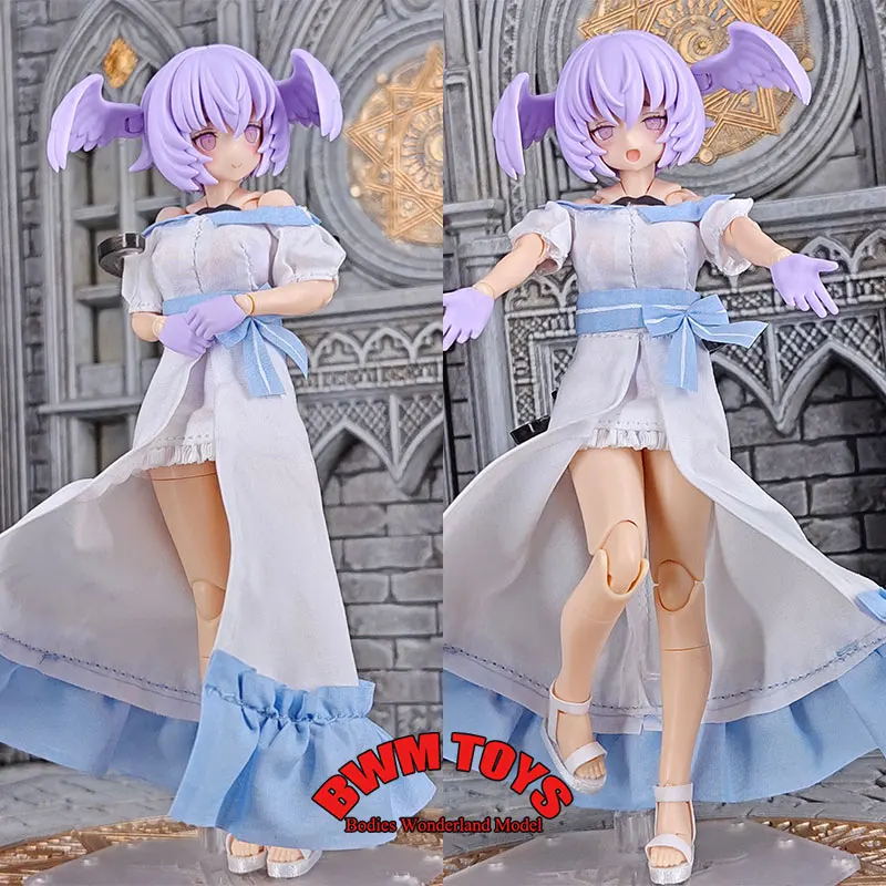 (Only Clothes) 1/12 Scale Mobile Suit Girl One Shoulder Slit Pleated Dress Model Clothes For 6inch Action Figure Doll