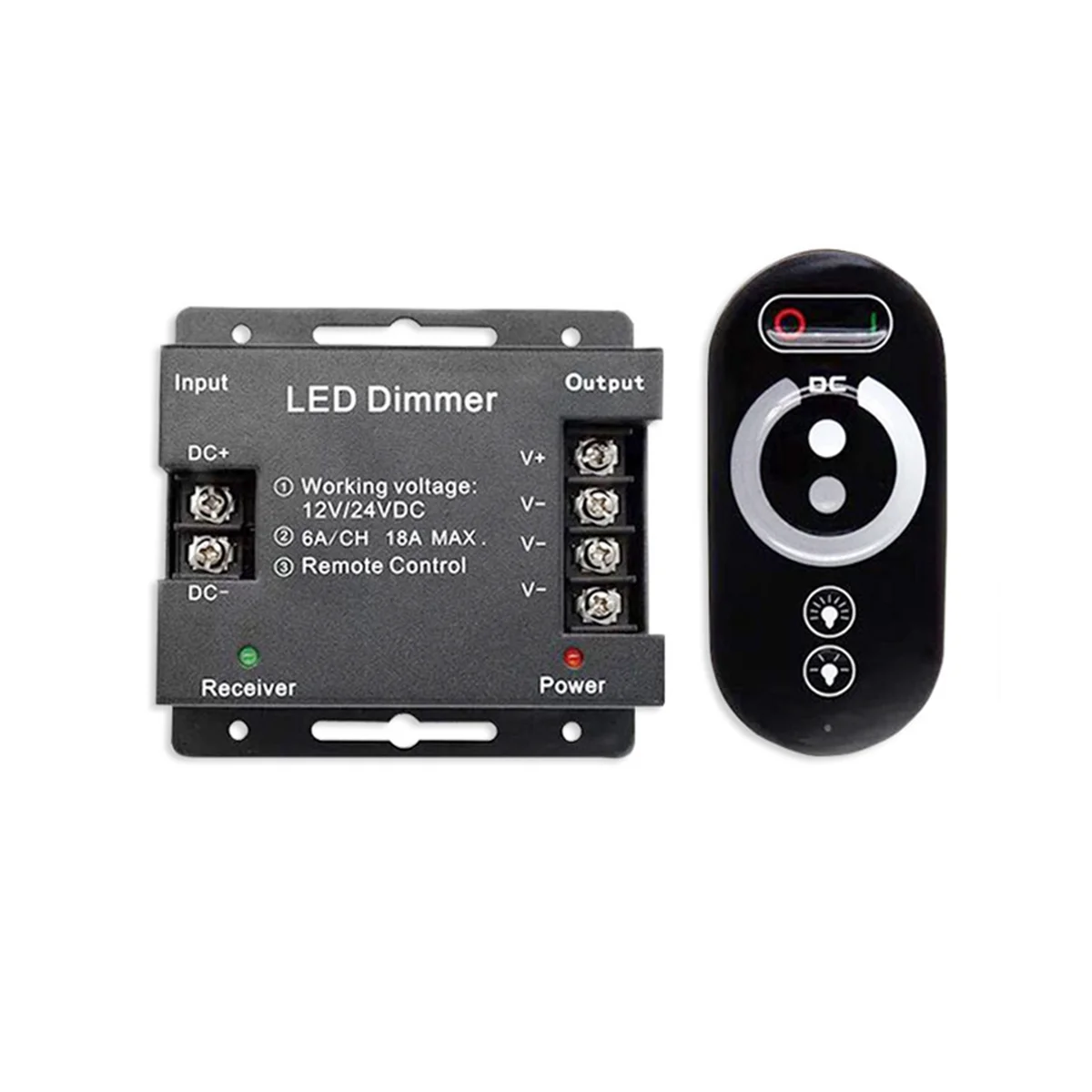 18A LED Monochrome Controller Dimmer 12V 24V with RF Wireless Touch Remote Control for Single Color Light Bar