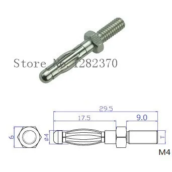 [SA] BP4000 M4 thread 4MM banana plug panel M4 threaded bolts Uninsulated plug thread 5MM 7MM 9MM 12MM --100pcs/lot