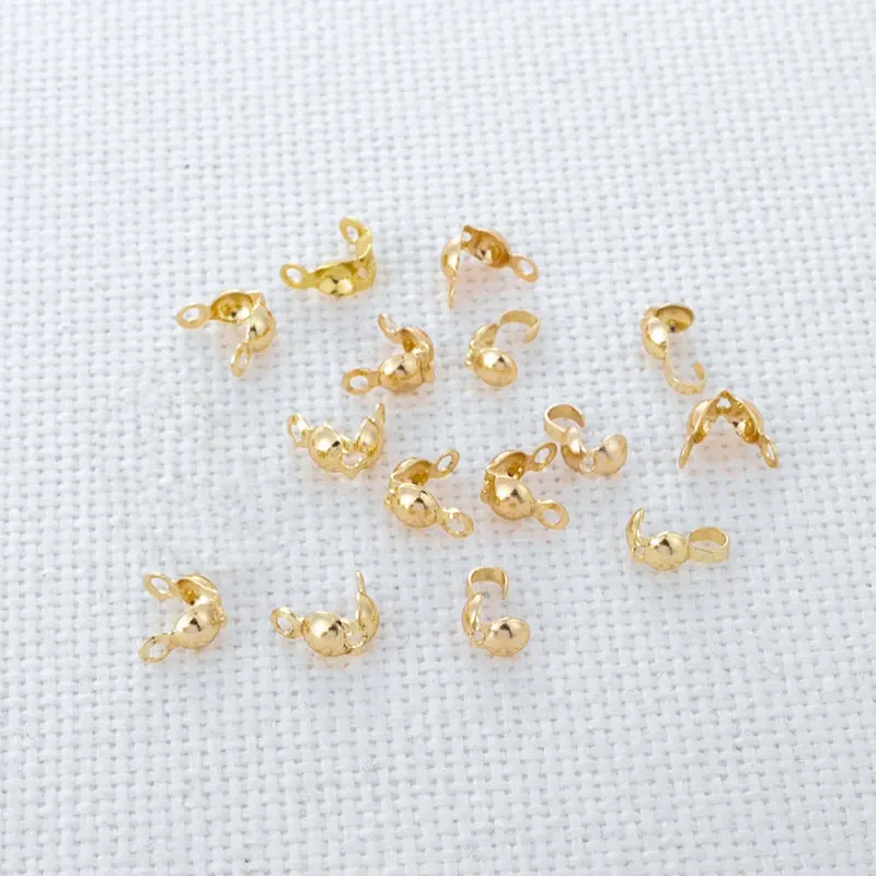 20 Chiếc 3MM 4MM Vàng 24K Màu Đồng Thau Mạ Lọn Uốn Cấp Mũ Kẹp Dây Và Đường Chỉ Bao Phủ kẹp DIY Làm Trang Sức Phát Hiện