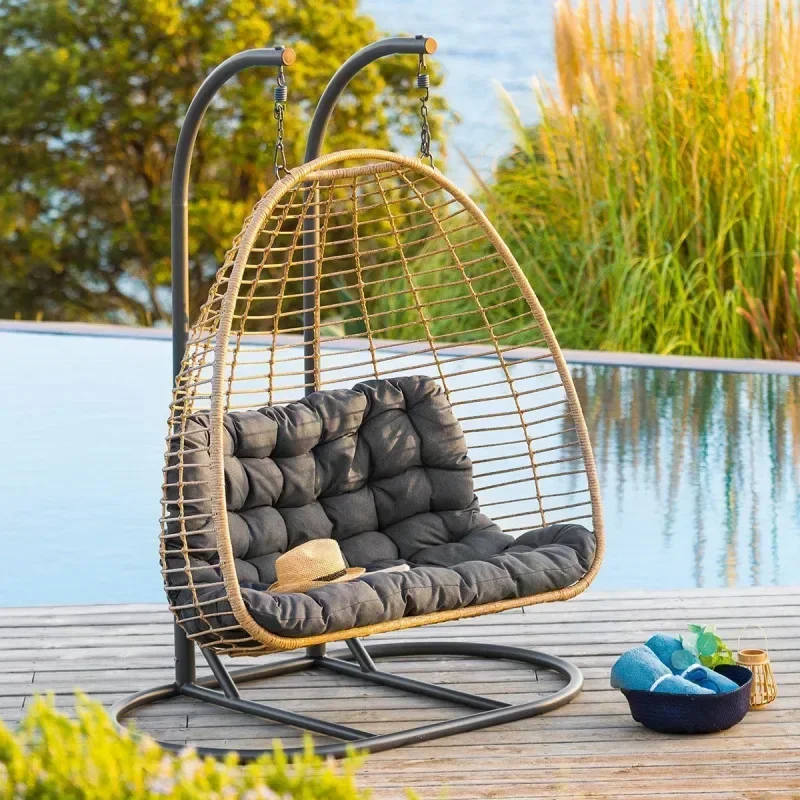 Bird's Nest Hanging Chair,Hanging Basket Wicker Oversized Two Seater Swing,Modern Garden Patio Seating Indoor Outdoor Furniture