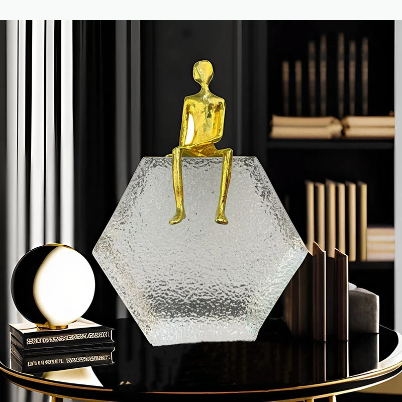 Figures Statue Hexagonal Transparent Base Ornaments Desk Decoration Modern Character Sculpture Room Aesthetics Decor