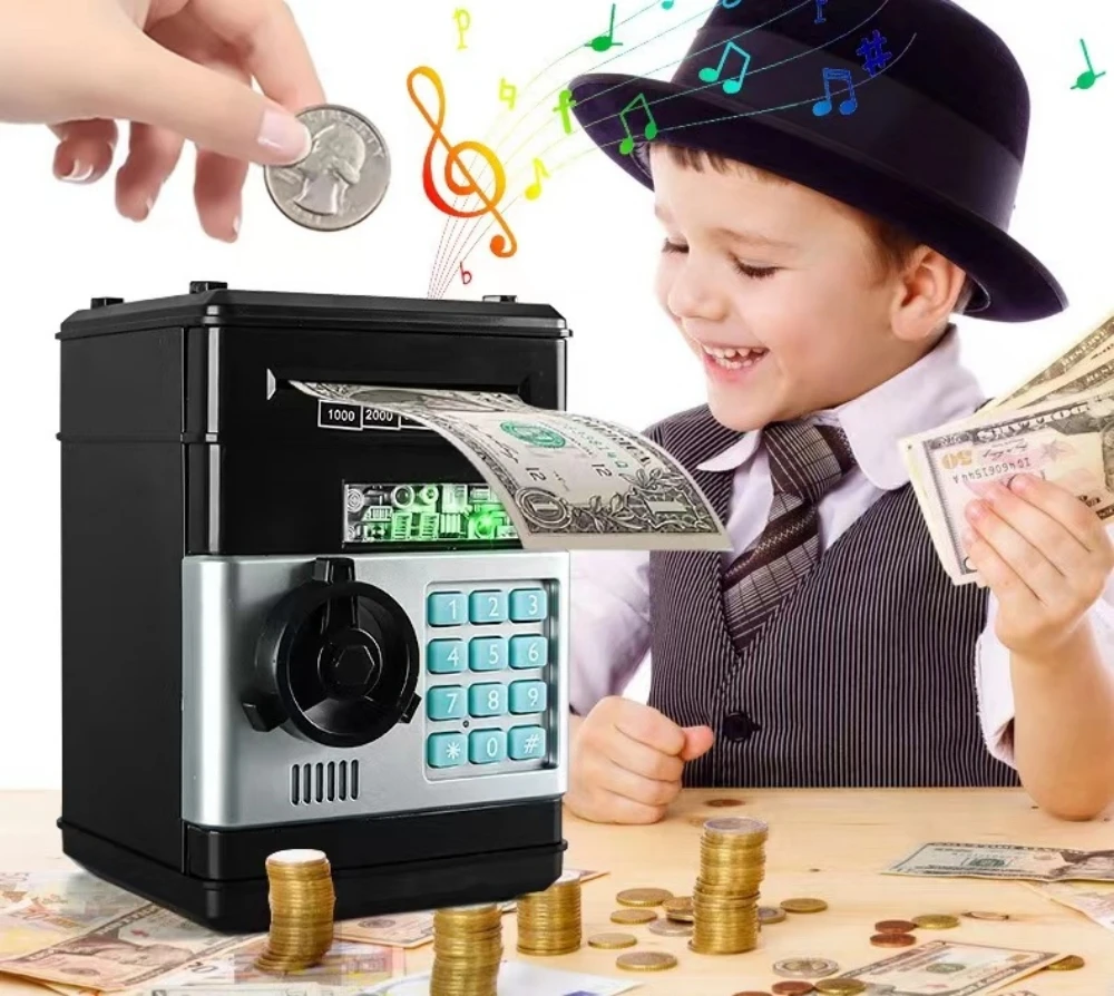 Tirelire électronique en Forme de Cochon pour espèces, pièces de Monnaie, boîte à Billets, Coffre-Fort Automatique pour Billets, Mot de Passe, Distributeur ATM - Cadeau d'anniversaire pour Enfants