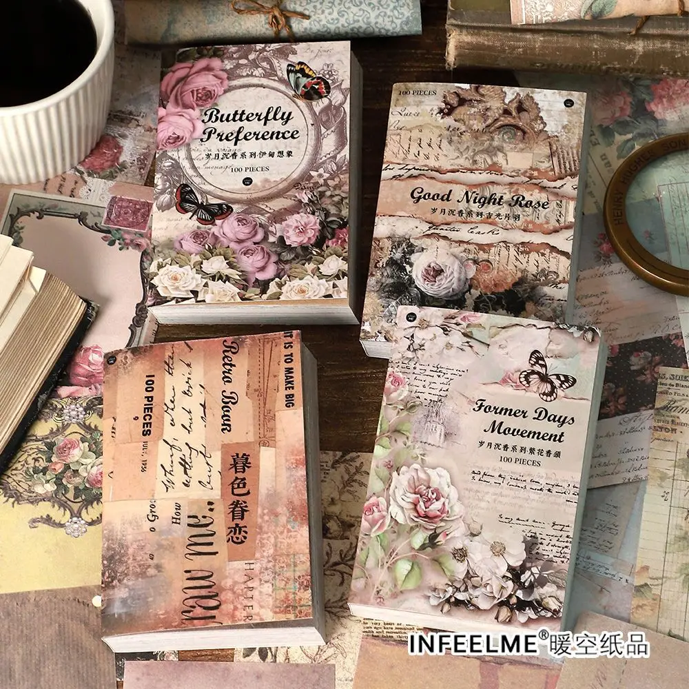 

100 pcs Vintage Style Material paper handmade Scrapbooking Diary Album Background paper DIY Decorative paper