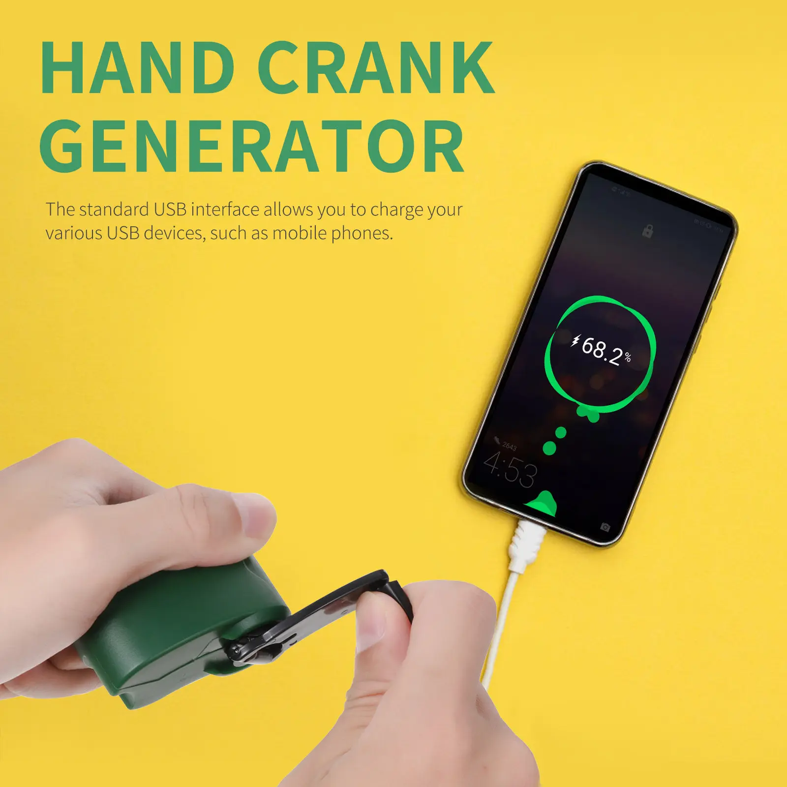 Hand Crank Generator Portable USB Emergency Charger for Camping Hiking Outdoor Survival Power Supply