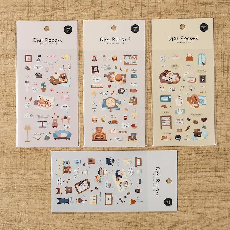 Cute Fast Food Theme Stickers Aesthetic Bakery Cafe Pizza Design Scrapbooking Material for Journaling And Stationery Supplies
