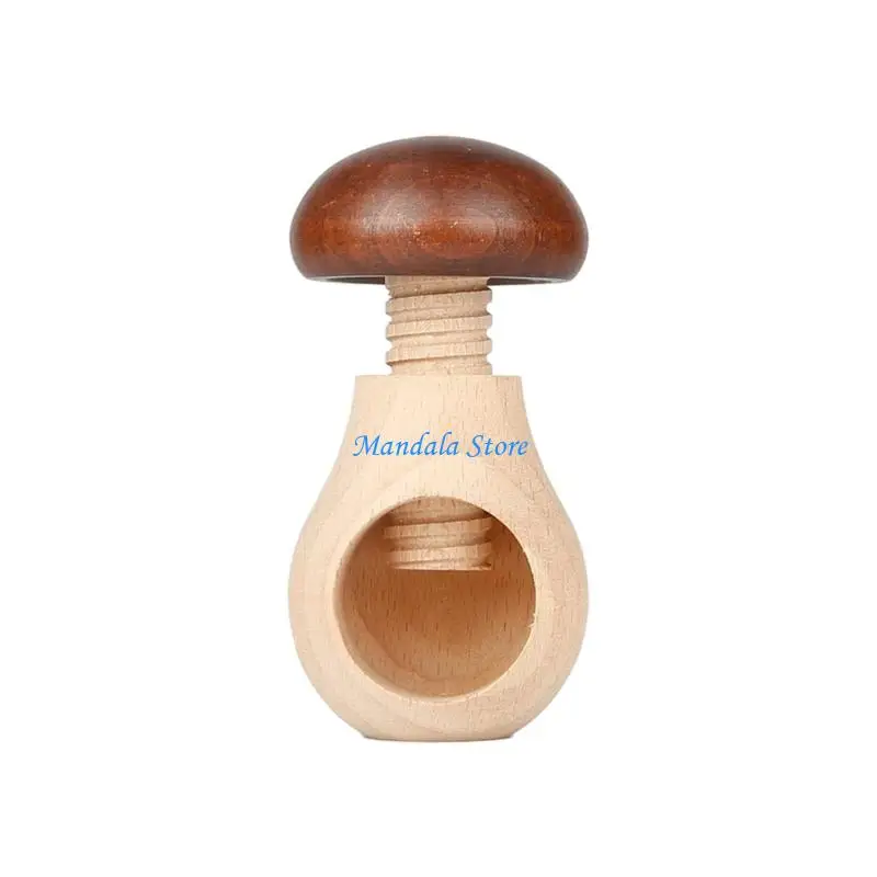 U2JC Wooden Mushroom Shaped Nut Cracker Ergonomic Kitchen Tool for Walnuts Almonds