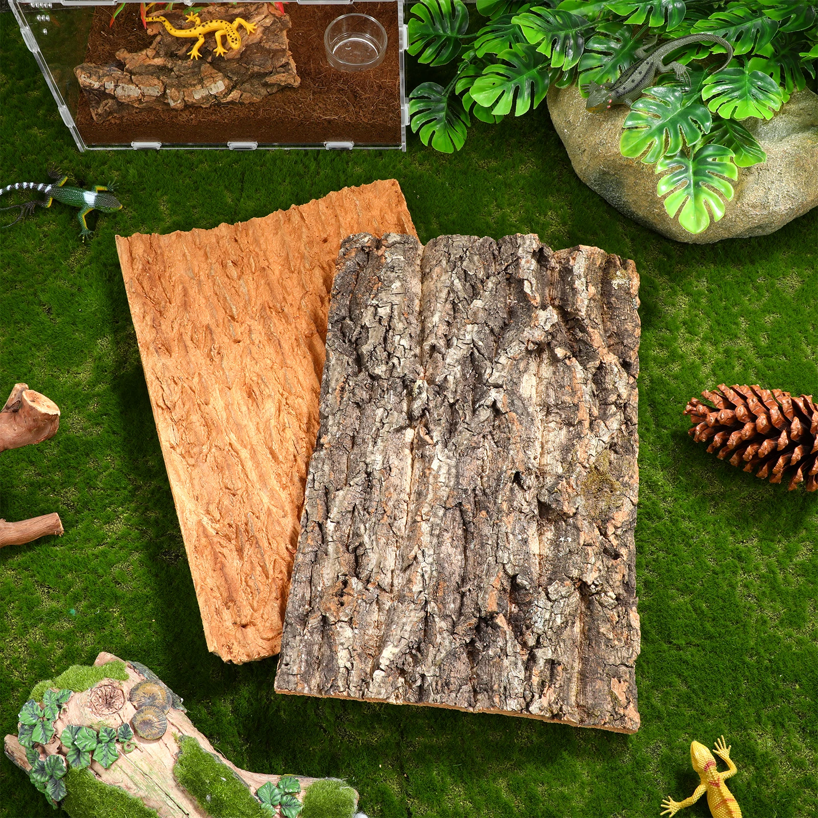 

2pcs Climbing Bark 30x20cm Light Brown Reptile Tank Decor Terrarium Accessories turtle platform reptile hide reptile decor
