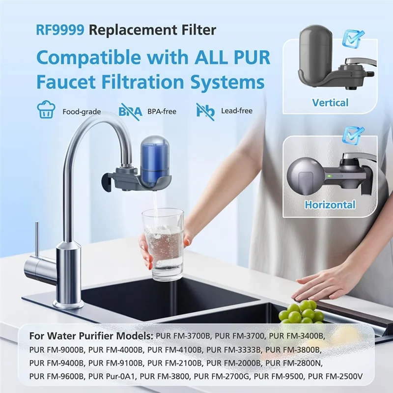 

PORK-6 Pack RF9999 Faucet Mount Replacement Filter For ALL PUR/PUR PLUS Faucet Filtration Systems,Natural Mineral Filtration