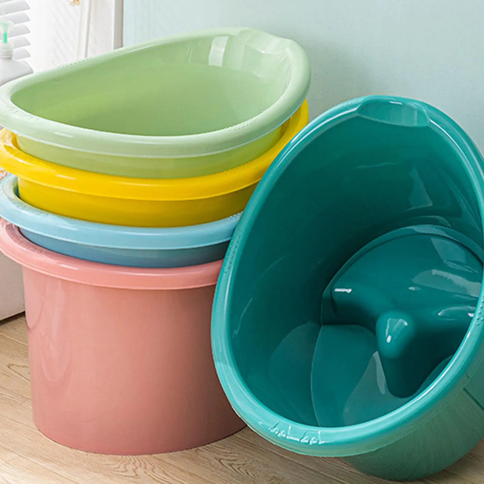 Non Slip Infant Bathtub Bucket Thickened PP Material with Removable Stool for Baby Shower Tub Safe Seat Support Kids
