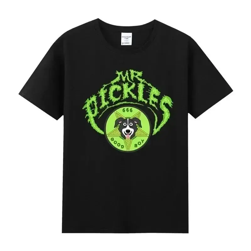 2024 Cartoon Mr Pickles T Shirt Men Soft Collie Dog T-shirt O-neck Short Sleeved Funny Tv Adult Adultswim Mature Dog Evil Satan