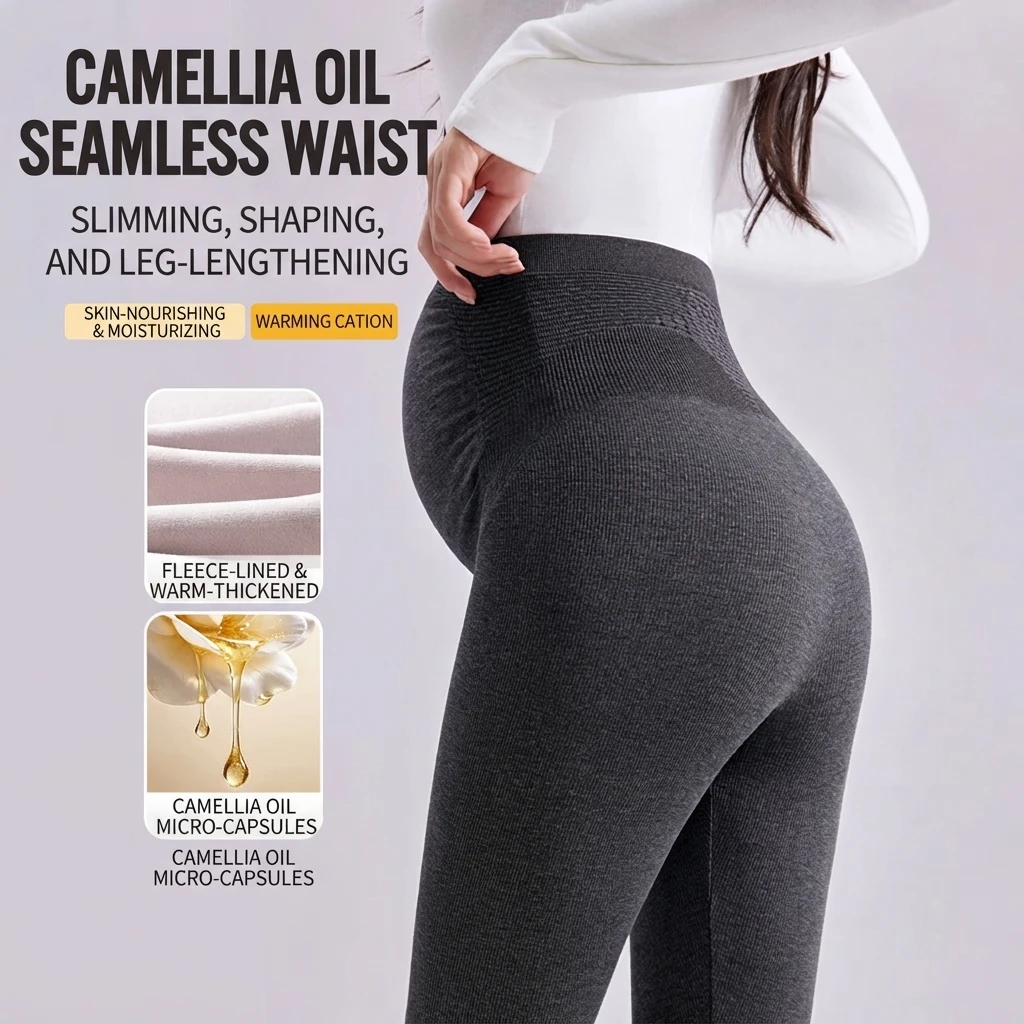 Maternity Leggings Cotton Nine Point Pants High Waist Plus Size Thickened Autumn Winter Pregnancy Clothing Elegant Sweet Comfort