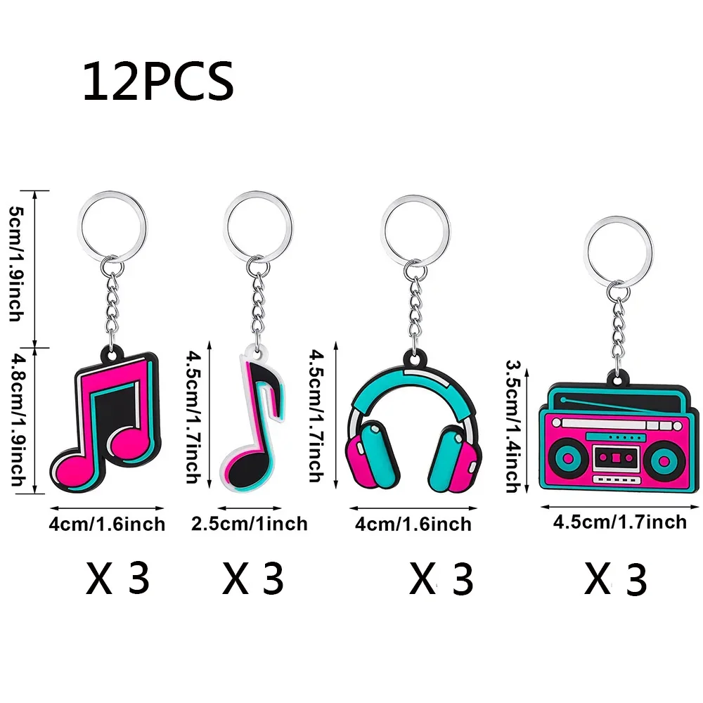 80s 90s Music Theme Party Supplies Include Bracelets Keychains Stickers Gift Non-Woven Bag Kids Birthday Party Supplies