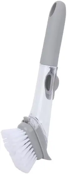 

Heavy Duty Dish Scrub Brush with Soap Dispenser and Stand, Stiff Bristles & Ergonomic Handle for Kitchen Pots Pans Bowls