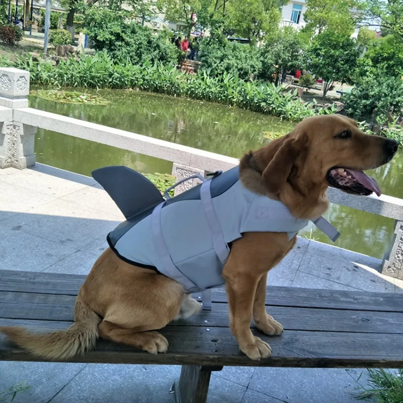 Adjustable Dog Life Jacket, Shark Safety Vest with High buoyancy and Rescue Handle for Small to Medium Sized Dogs