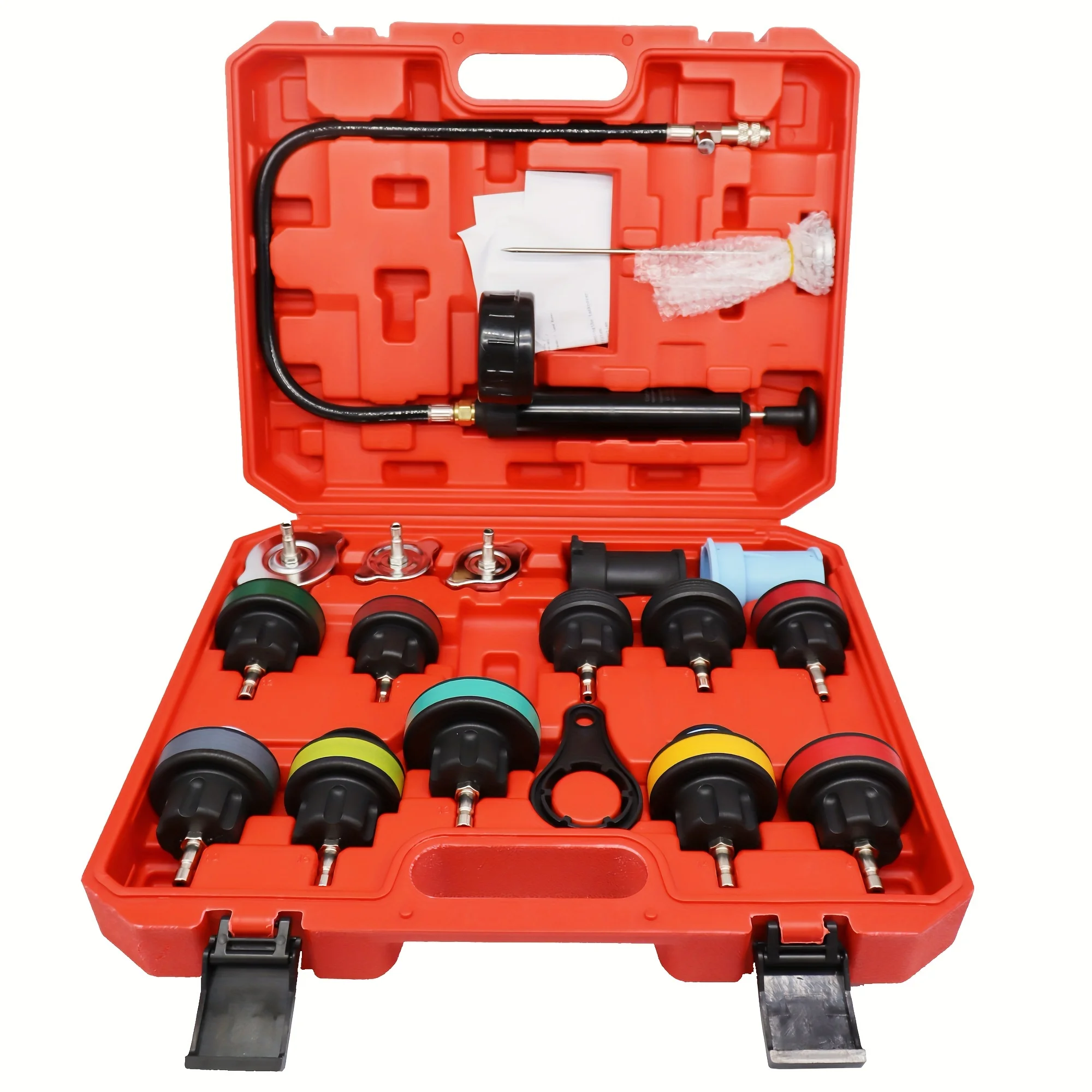 Immagine 3: Kit tester pressione liquido di raffreddamento da 18 pezzi recentemente aggiornato; Tester di pressione per radiatore; Kit tester pressione sistema di raffreddamento