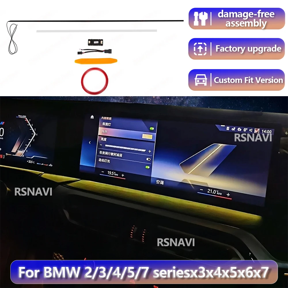 

RGB color streamer For BMW 2/3/4/7 Series X5 X6 X7 M3 M4 G20 G22 G80 2013-2025 Instrument Ambient Lighting Dalian Screen