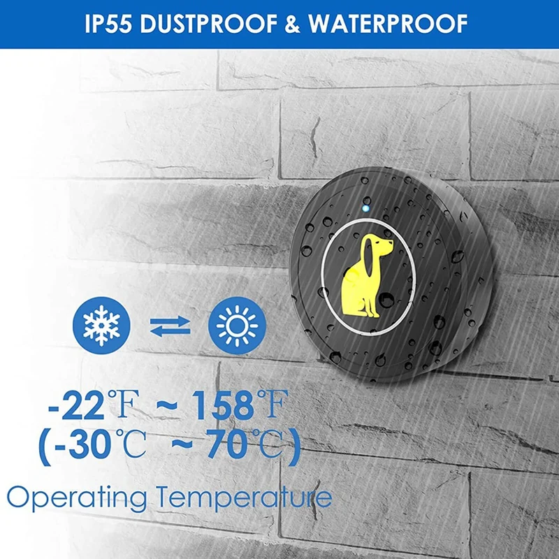 防水ワイヤレスドアベル,犬用,トイレトレーニング,超軽量タッチ,55のメロディー,5つの音量レベル,USプラグ,ホットドッグ