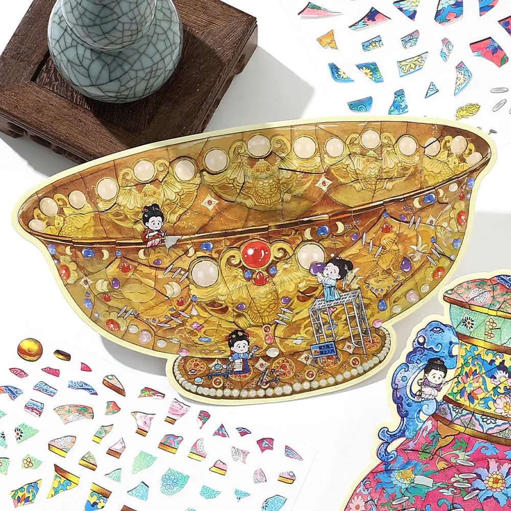 Infeel.Me Antique Restorer Puzzle Landscaping Sticker Book Miniature 3D Pocket Cabin Scene Stickers Cartoon Craft